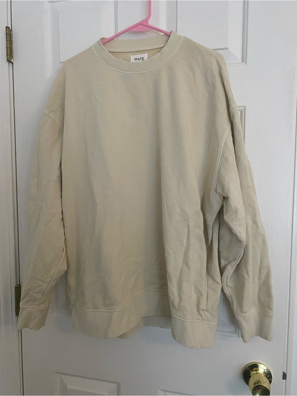 MATE the Label Oversized Crewneck Sweatshirt in Light Beige